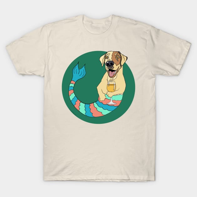 Monday the Yelllow Lab Mermutt T-Shirt by abrushwithhumor